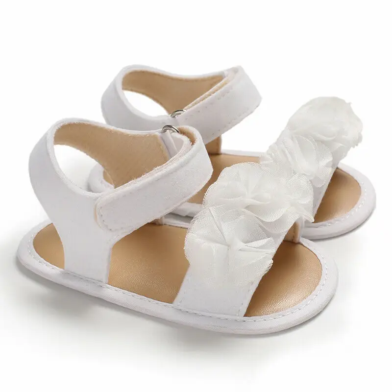 Новинка года; летняя обувь для новорожденных девочек; кружевные сандалии с цветочным узором для малышей; милая пляжная обувь - Цвет: Белый