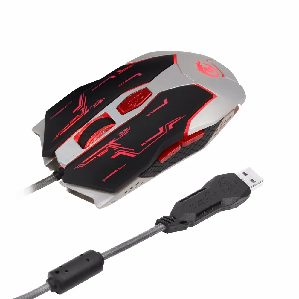 

Wired USB Brand Metal Machinery Macro Programming Gaming Mouse Ergonomic design with 4color breathing light for Computer mouse