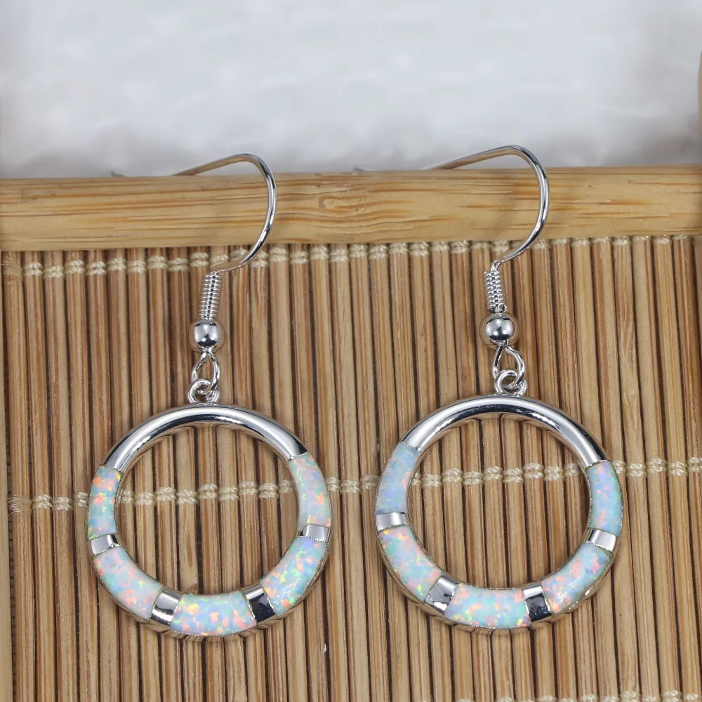 

JLE1129 New White Opal Round Earrings Women's Jewelry Gifts