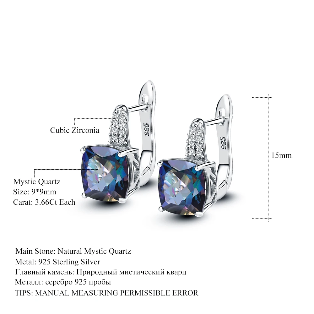 GEM'S BALLET 7.33Ct натуральный Blueish Мистический Кварц 925 пробы серебро Vintge драгоценный камень серьги гвоздики для женщин хорошее ювелирное изделие