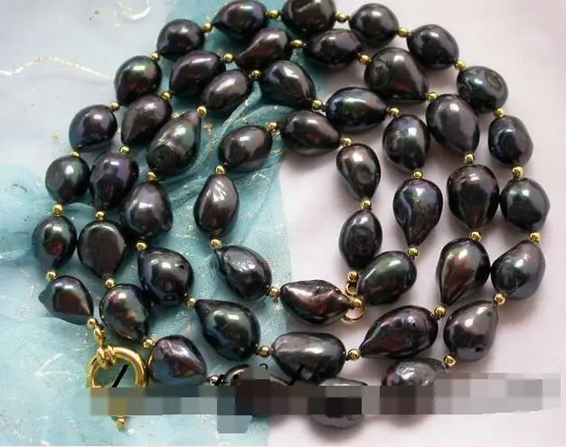 

song voge gem nanJ1942 baroque Tahitian black freshwater pearl necklace