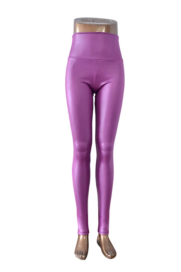 Плюс размер Новые Модные женские сексуальные обтягивающие леггинсы из искусственной кожи с высокой талией брюки XS/S/M/L/XL 17 цветов 20 - Цвет: light purple