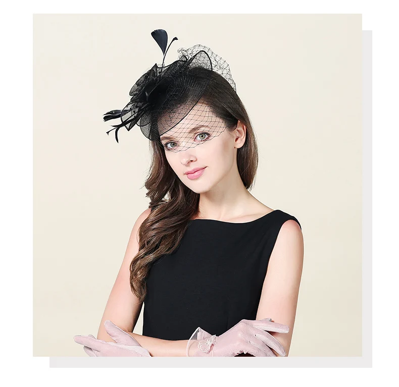 Girls Bridal Veil Wedding Hat Girls Dress Decoate Hat Fedoras Organza Hats Female Church Party Cap British Fashion Hat B-8747