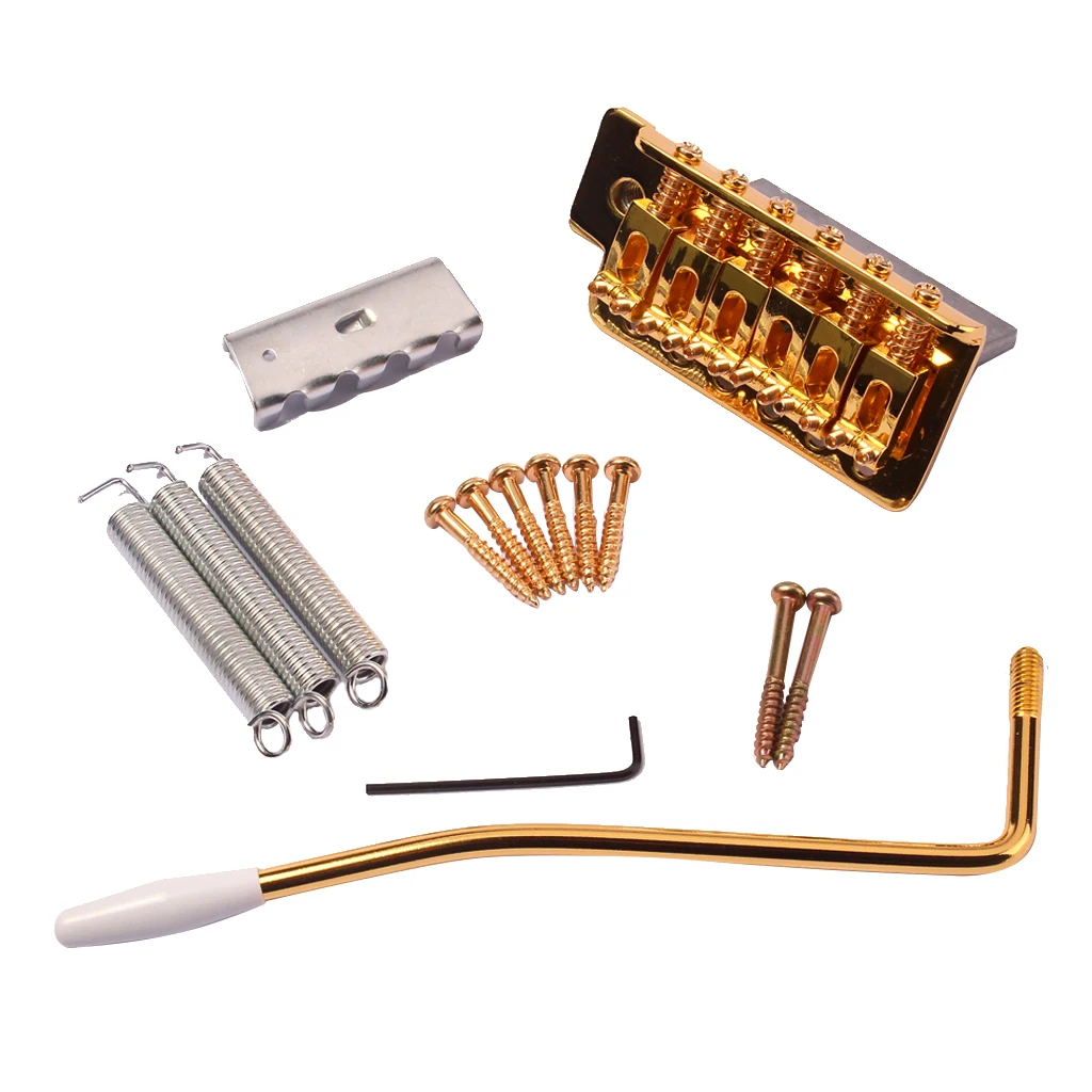 Gold Metal Tremolo Bridge Set Tremolo Arm Mounting Screws Tremolo Springs Claw Allen Wrench for Strat ST Electric Guitar Part