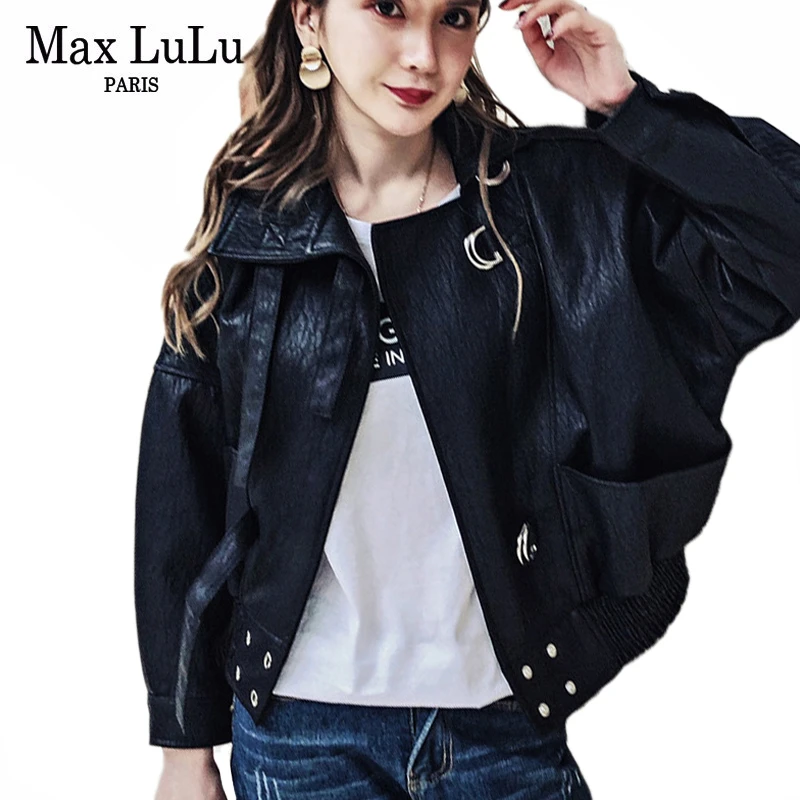 

Max LuLu 2019 Autumn Fashion Korean Clothes Ladies Moto Streetwear Womens Loose Leather Jackets Vintage Biker Pu Coat Plus Size