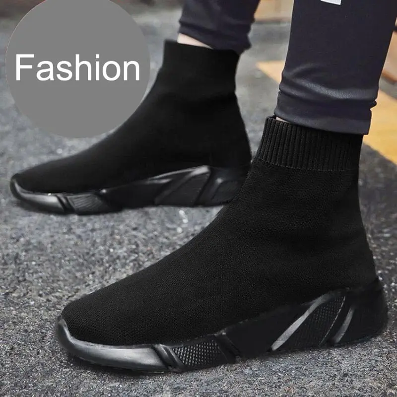 Hundunsnake High Top Men Sneakers Sock Men Sport Running Shoes Sports Women Krasovki Men Summ Spadrille Black Chausure Gym C-199