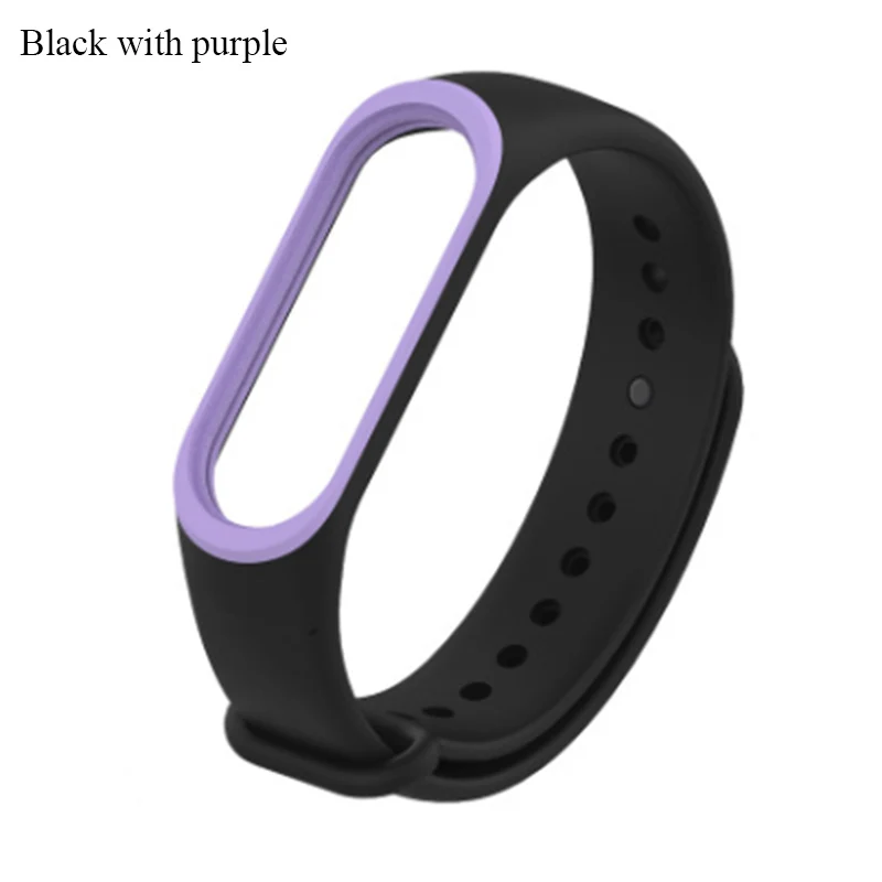 Двойной Цветной mi band 3 Аксессуары pulseira mi band 3 ремешок Эластичный термопластиковый ТПУ ремешок для xiaomi mi 3 band - Цвет: Black with purple