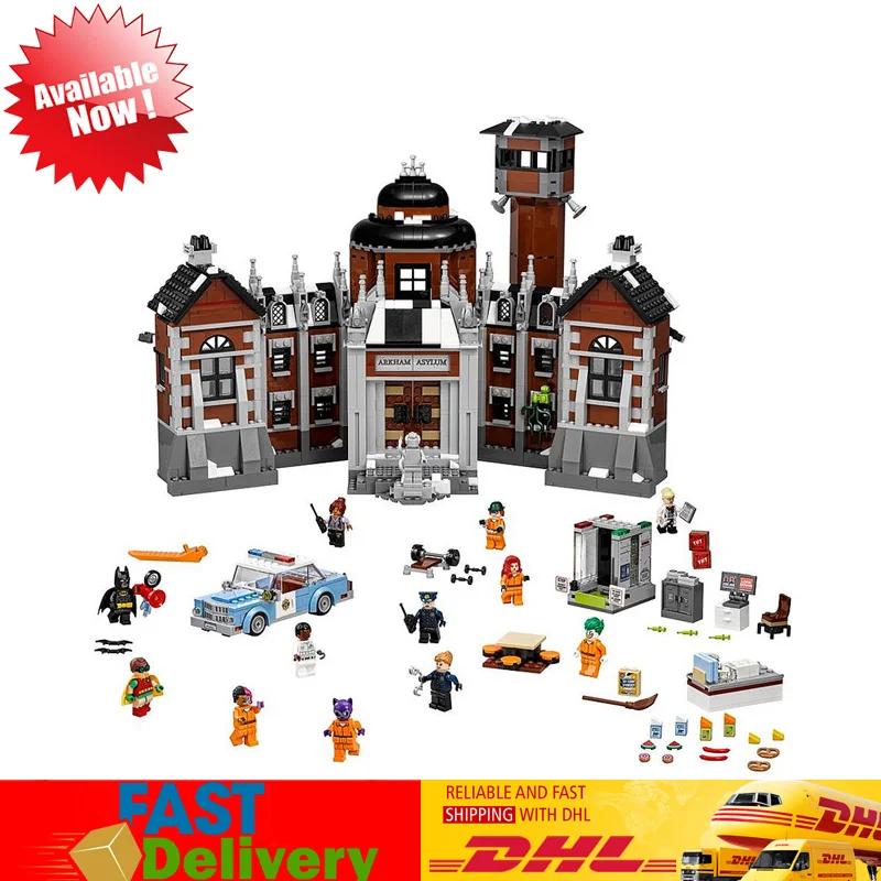 

2018 Lepin 07055 1628pcs The Batman Movie The Arkham`s Set Asylum Toys Building Bricks Blocks Compatible LegoINGlys 70912 Gifts