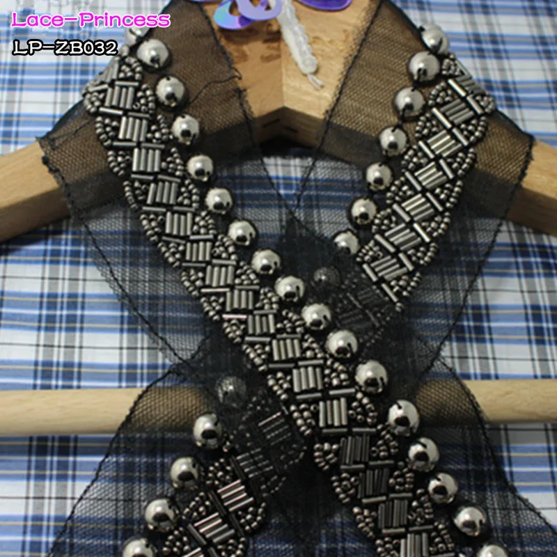 1 yard 2CM black fabric gary pearl drill clothing accessories collar