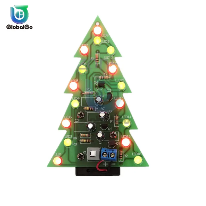

DIY Christmas Trees RGB LED Three Dimensional 3D Christmas Tree Flash Circuit Board Kit Colorful Flash Christma Trees Kit