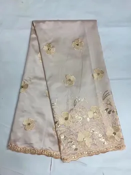 

2018 Wholesale Nigerian George Silk Lace Fabric With Sequins Embroidered Wedding Laces African George Lace For Wedding white