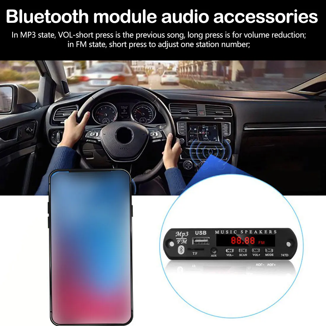 

Bluetooth MP3 Decoder Board Decoder Card Reader Bluetooth Module Audio Accessories Bluetooth 5.0 Version