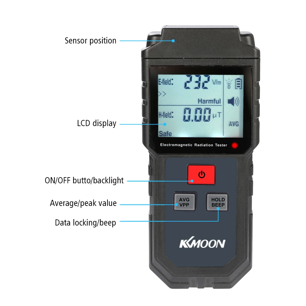 High Quanlity Handheld Digital LCD EMF Meter Electromagnetic Radiation Tester Electric Field Magnetic Field Dosimeter Detector