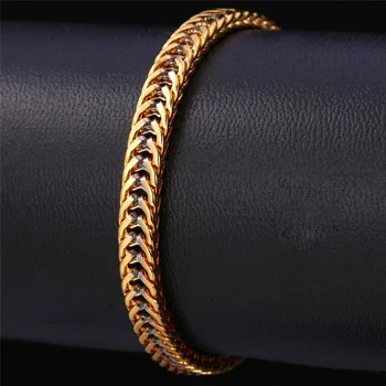 

Collare Fashion Men Bracelets Yellow Gold Color Two Tone Trendy Wholesale Franco Chain Bracelets & Bangles Men Jewelry H174