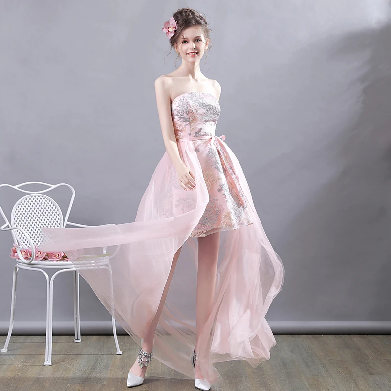 Женское коктейльное платье с длинным шлейфом розового цвета|robe de cocktail|beautiful cocktail