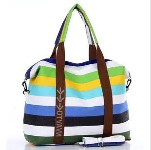 Women's Canvas Slung Women's Shoulder Bag Ladies Beach Handbags Striped Shopping Bag Women's Canvas Slung Women's Shoulder Bag Ladies Beach Handbags Striped Shopping Bag