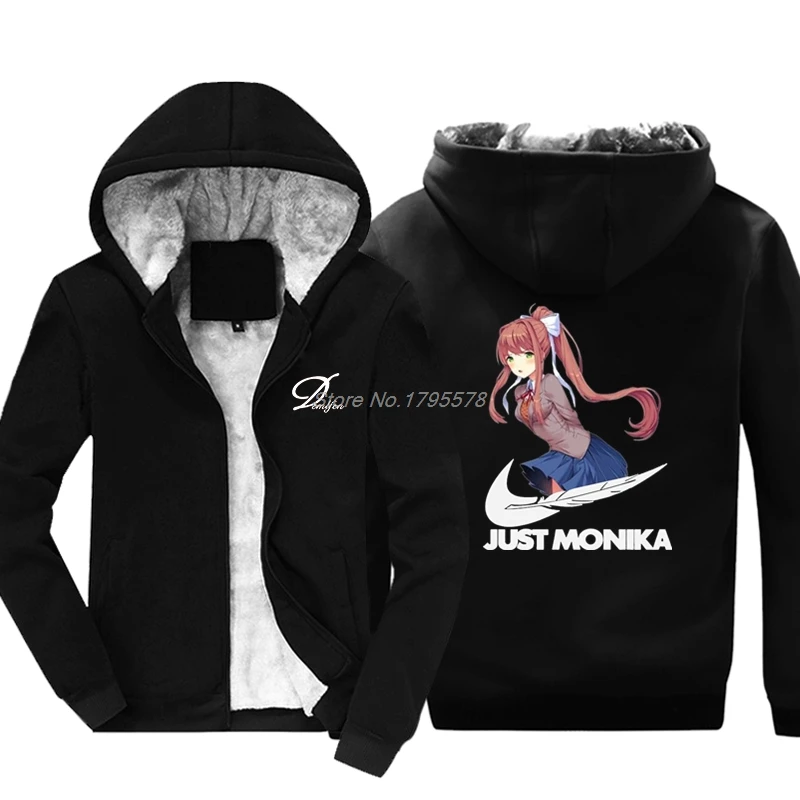 Толстовка с надписью «Just Monika» и надписью «Doki»; мужская толстовка с принтом аниме «Do It»; Топы в стиле хип-хоп; куртки; хлопковая уличная одежда