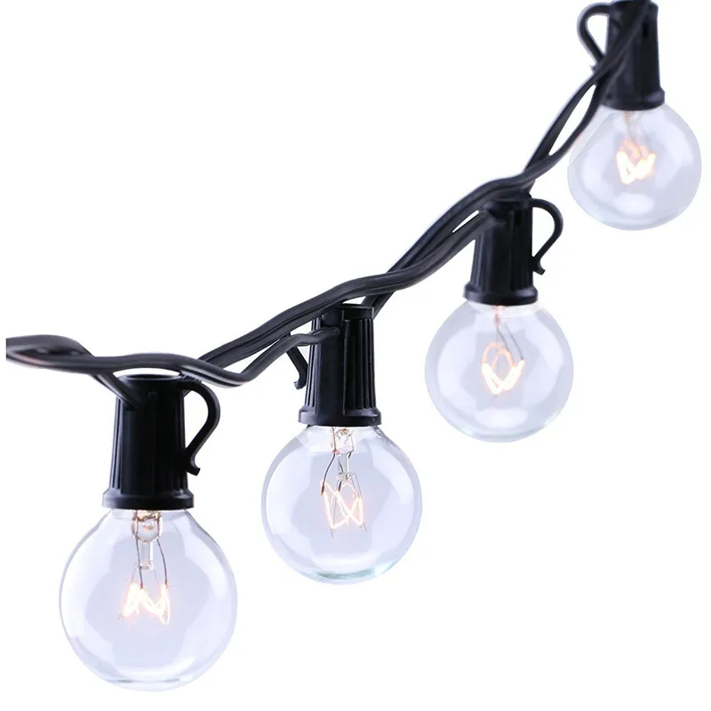 47x 25 Ft Clear Globe G40 String Lights Set G40 Bulbs Included Patio Lights & Patio String Light Bulbs Holiday Lights