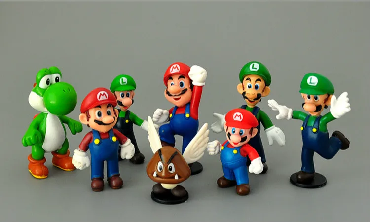 Super Mario Bros Family Mini PVC Figures Toys 18pcs/set Mario Luigi Wario Waluigi Toad Bowser Yoshi Peach Daisy Toy For Child