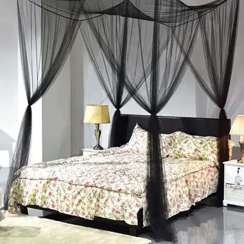 

2018 New Bed Canopy Mosquito Net Curtain Solid Color Polyester Mesh 4 Doors Bedroom Home Decor Gift