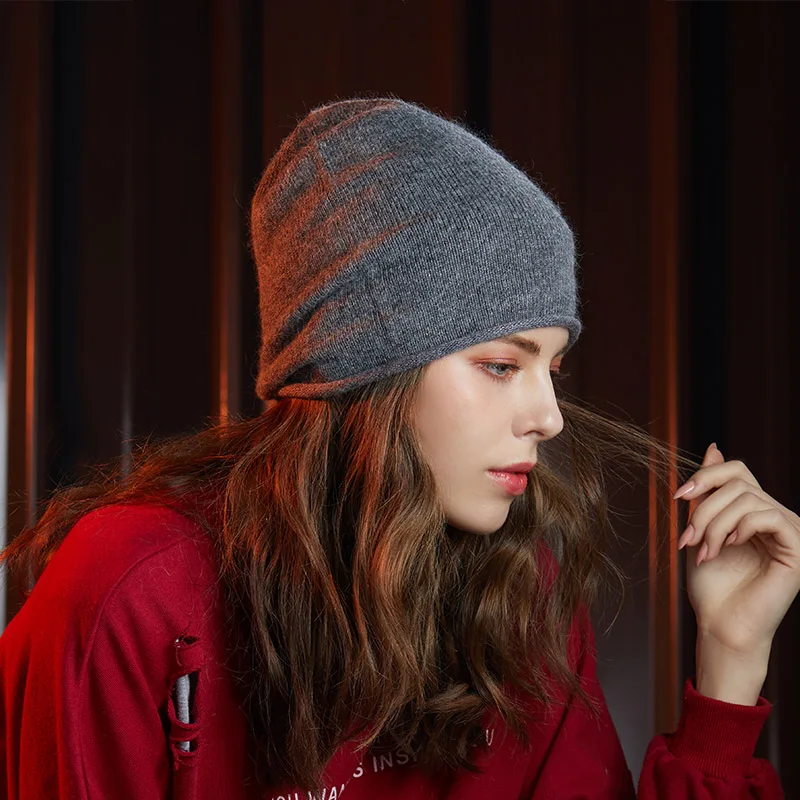 Шляпа женский из шерсти для женщин классический сплошной осень-зимняя шапочки высокого качества модные трикотажные шапки для женщин# MZ722 - Цвет: dark gray