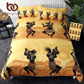 

BeddingOutlet African Bedding Set Animal Retro Duvet Cover Set Exotic Civilization Bedlinen Brown Bottle and Jar Bedclothes 3pcs