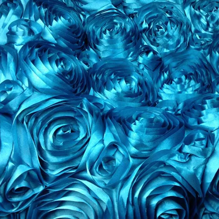 Шелковая ткань с вышивкой из больших 3D роз. Ткань для юбок, свадебных и вечерних платьев, декоративных настольных скатертей и накидок на стулья - Цвет: 16 Turquoise Blue