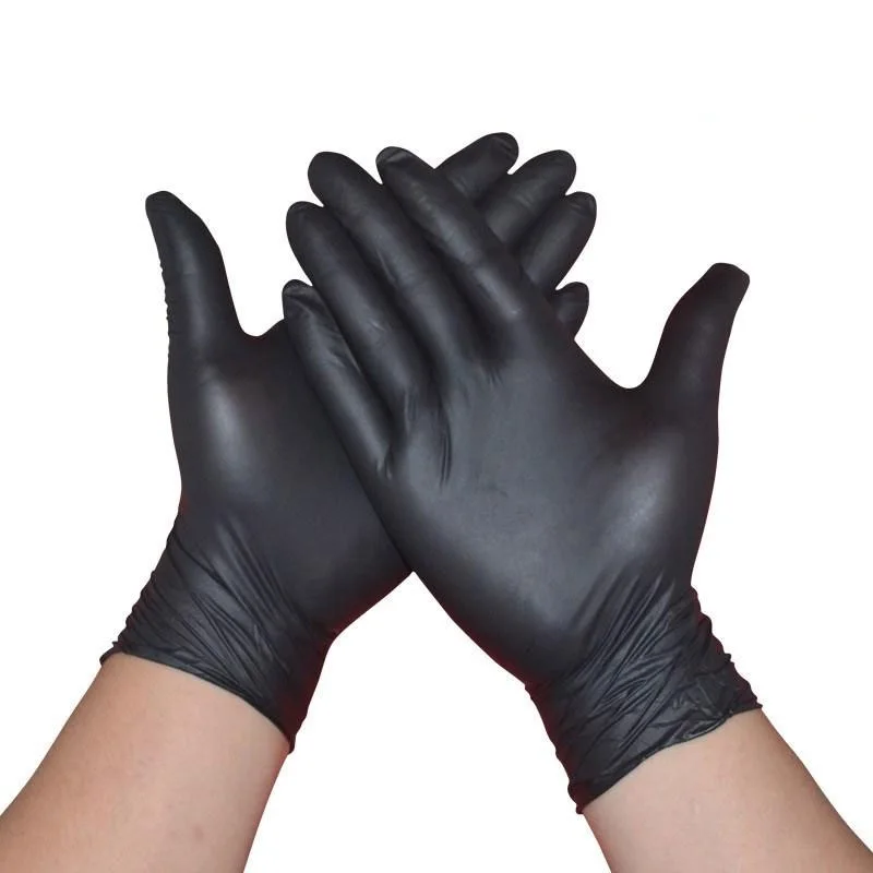 100 шт./кор. черные одноразовые нитриловые перчатки, без порошка, Ambidextrous для медицинского использования, промышленные тату-перчатки 7A0317