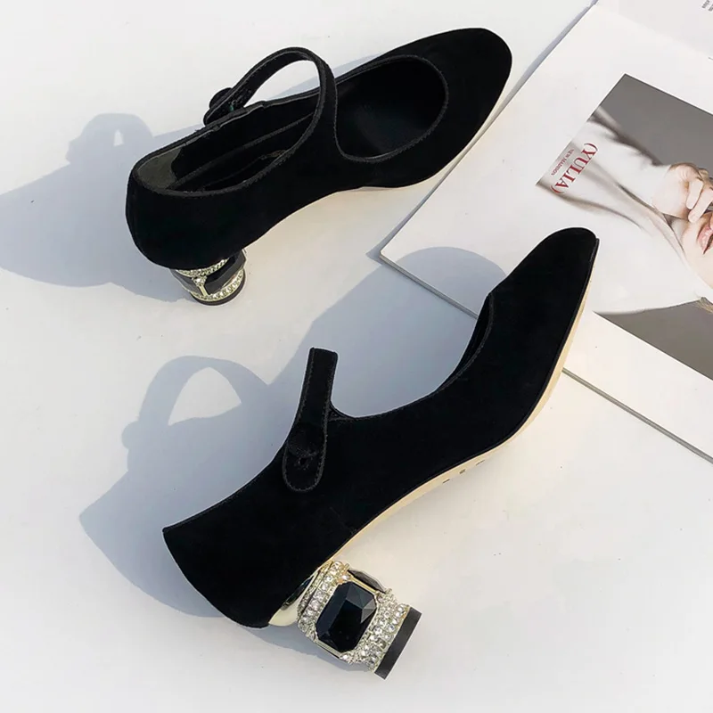 Stylesowner/обувь на высоком каблуке с украшением в виде кристаллов; элегантные женские свадебные вечерние туфли с ремешком и пряжкой на щиколотке; Sapatos Mujer; модная обувь для банкета