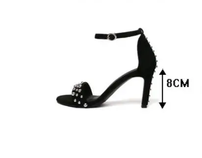 8cm heel VIISENANTIN/ г. Новая летняя обувь сандалии с пряжкой на ремешке женские римские сандалии на высоком толстом каблуке с заклепками черного цвета - Цвет: 8cm heel