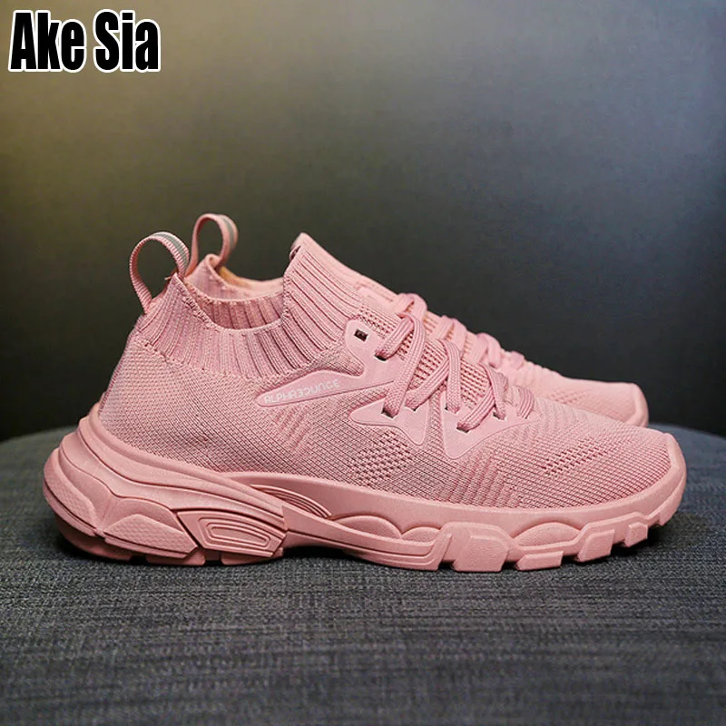 

Ake Sia TOP SALE Ladies Women Female Breathable Mesh Air Casual Fashion Feminine Lace Up Zapatillas Plimsolls Socks Shoes A049