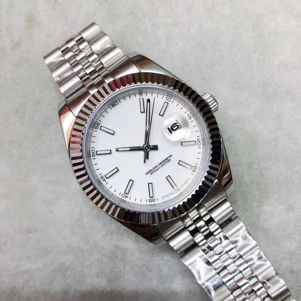 

High quality luxury crown date watch m126334 41mm silver gray dial stainless steel silver strap automatic mechanical men's watch