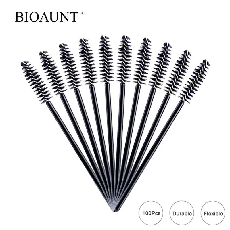 

BIOAUNT 100pcs Personal Eyelash Brushes Mascara Wands Disposable Eye Lash Brush Cosmetics Cheap Lashes Makeup Brushes for Women