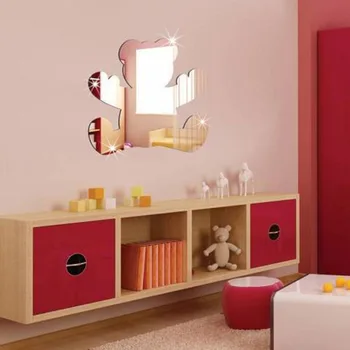 

Modern Children 's Room Bedroom Decoration Stickers 3D Bear Mirror Acrylic Mirror Wall Stickers Living Room Home Decoration