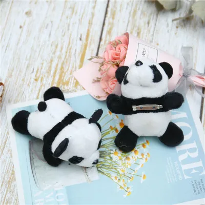 1Pcs Super Cute Panda bear brooch Panda pins Animal brooches Soft Plush Toy Accessories Love Panda Jewelry Kawaii gifts for girl - Окраска металла: big ear long