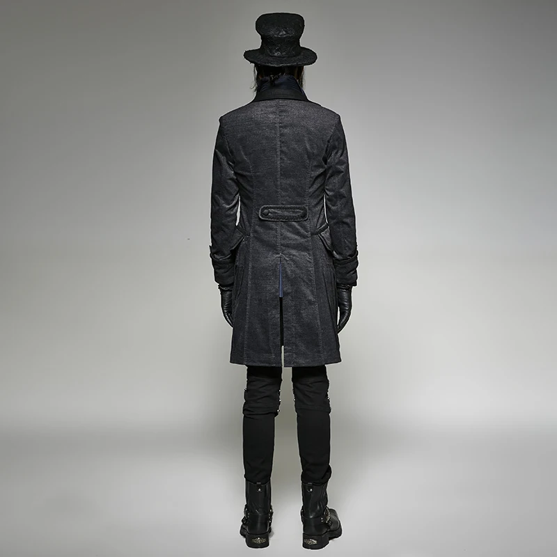 Col Manteau Longue Boutons Noir Veste Mode Haut Steampunk Hommes Décoratifs Rétro De Hiver Vestes Black Ybf76gy