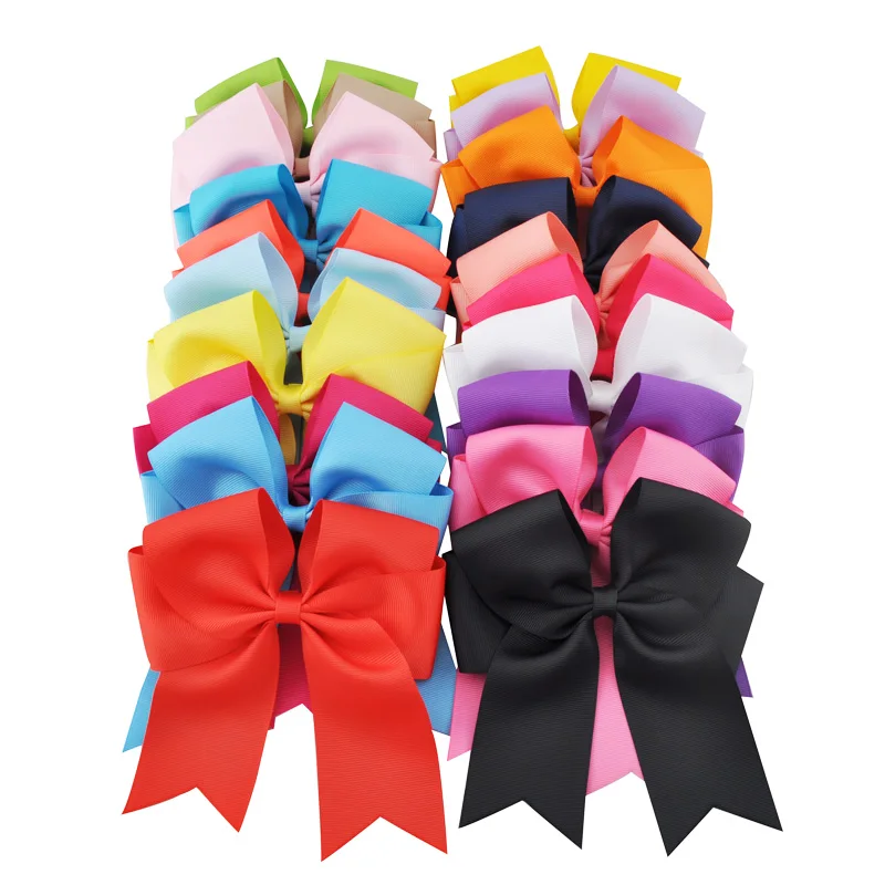 

6 Inch Solid Handcrafted Bowknot Grosgrain Ribbon Hair Bows With Alligator Hair Clip For Girls Hair Accessories Headband