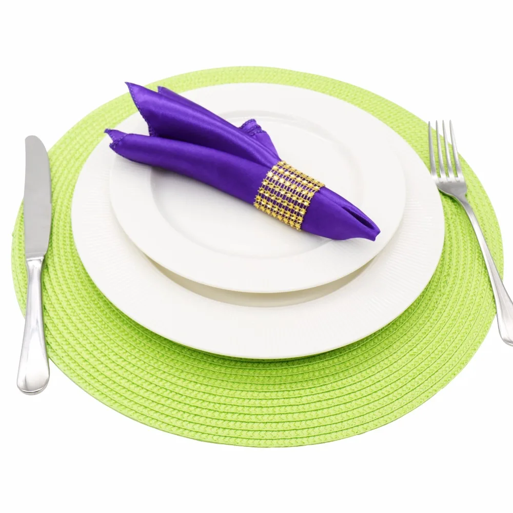 

Round shape PP woven placemats wedding birthday party decoration Non-Slip Heat Resistant table mat home tableware mat supplies