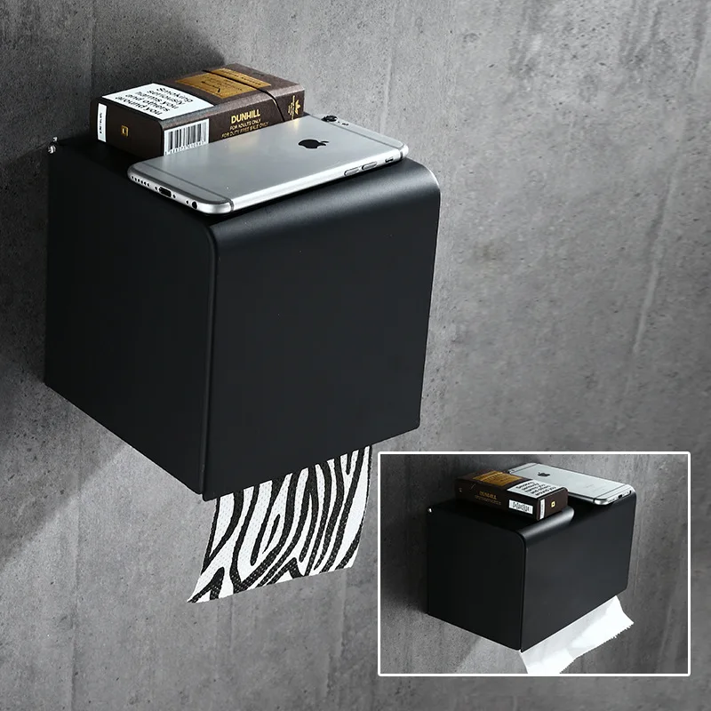 

Bathroom Paper Holder Aluminum Black Bathroom Paper Roll Holder Brief Tissue Holder Box Rack Toilet Paper Holder Tissue Boxes