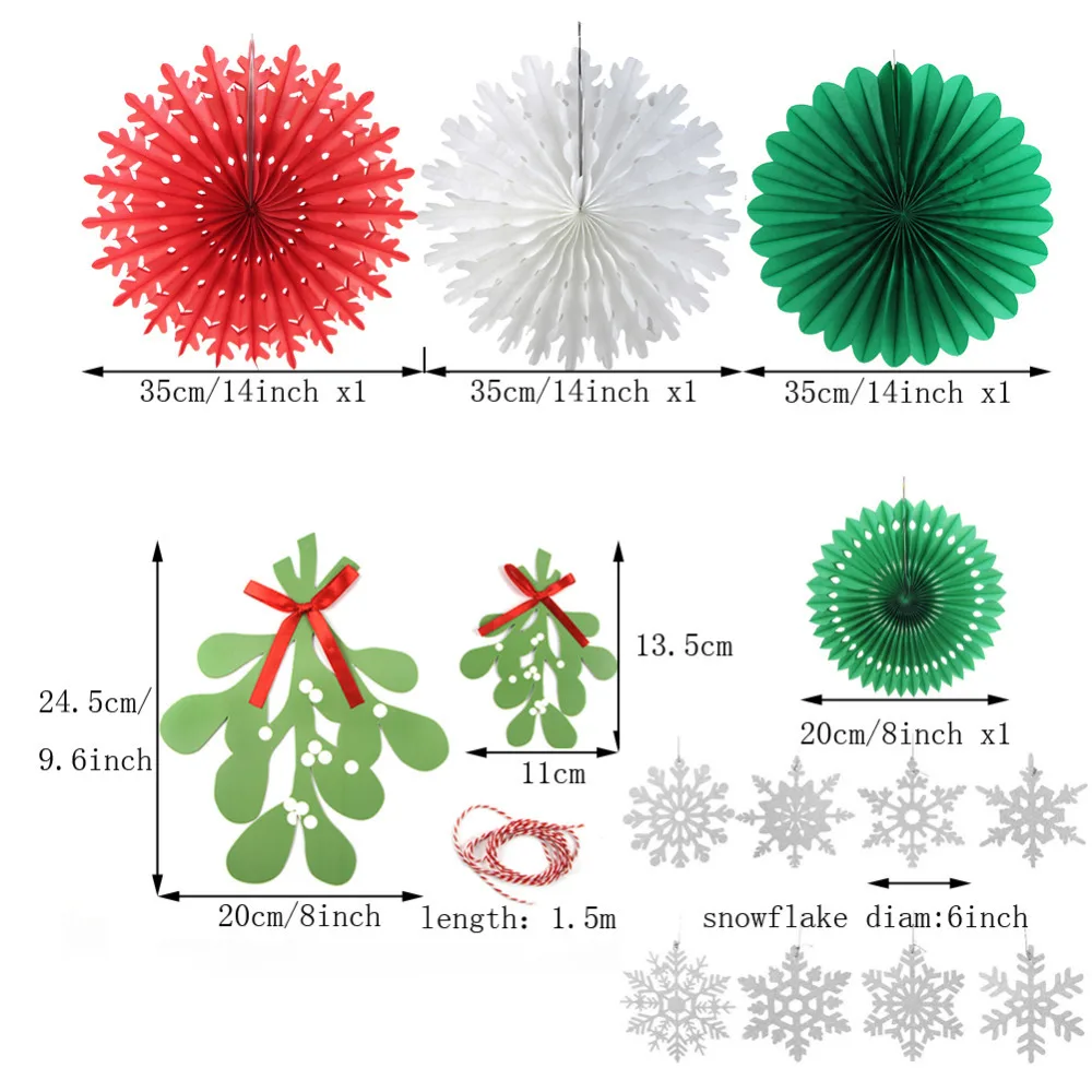 Рождественский Бумажный Набор для украшения, серебряные снежинки, гирлянда, снежинка, вырезы, бумажные вееры, рождественские бумажные поделки, подвесной Декор