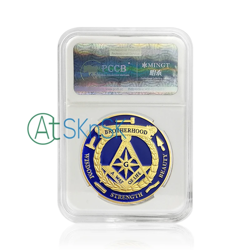 

5 Style Freemason Masonic Coin Souvenir Collectibles Metal USA Masons US Gold Sliver Plated Coin with PCCB Coin Holder