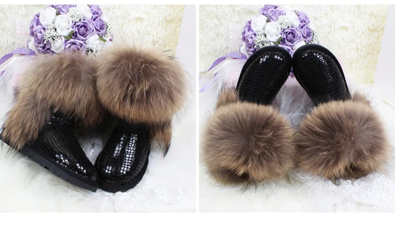 Модная новинка года; женские зимние ботинки на натуральном лисьем меху; зимние ботинки из натуральной коровьей кожи; женская зимняя обувь; женские ботинки