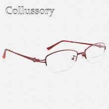 Женские очки в металлической оправе, полуободок, горный хрусталь по рецепту для чтения, компьютерные очки, классические маленькие очки для женщин