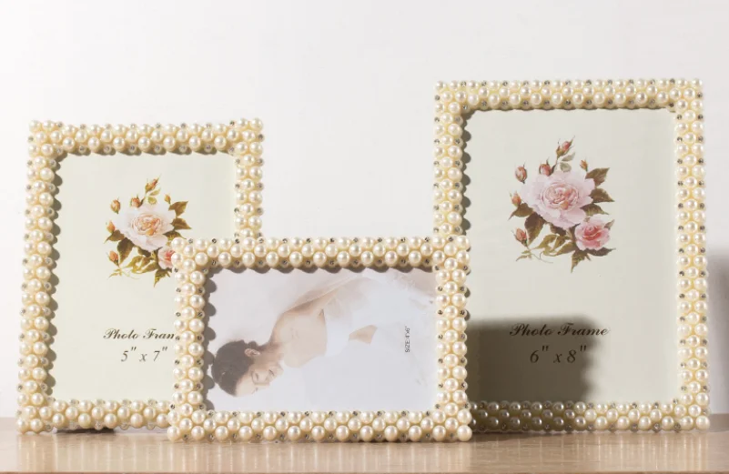 

High Grade Pearl Rectangle Square Round Heart Photo Frame Morden Resin Picture Frames Home Decoration Popular Friend Gift LFB673