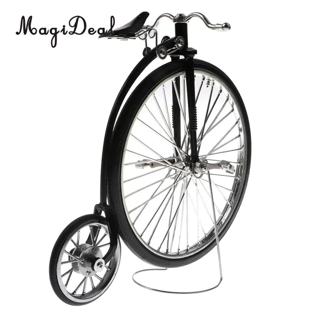 1:10 Scale Vintage Miniature Diecast Racing Bicycle Bike with with Real Brake Model Replica Kids Toy Black