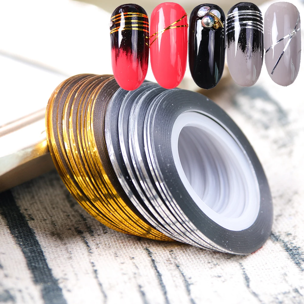 

1 Set Glitter Striping Tape Line Gold Sliver Nail Transfer Stickers Decals Manicure Adhesive Tip Decoration Accessories JI1009