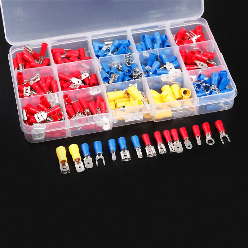 

280Pcs Assorted Insulated Spade Crimp Terminal Electrical Wire Connector Set Red Blue Yellow 3 Colors With Box