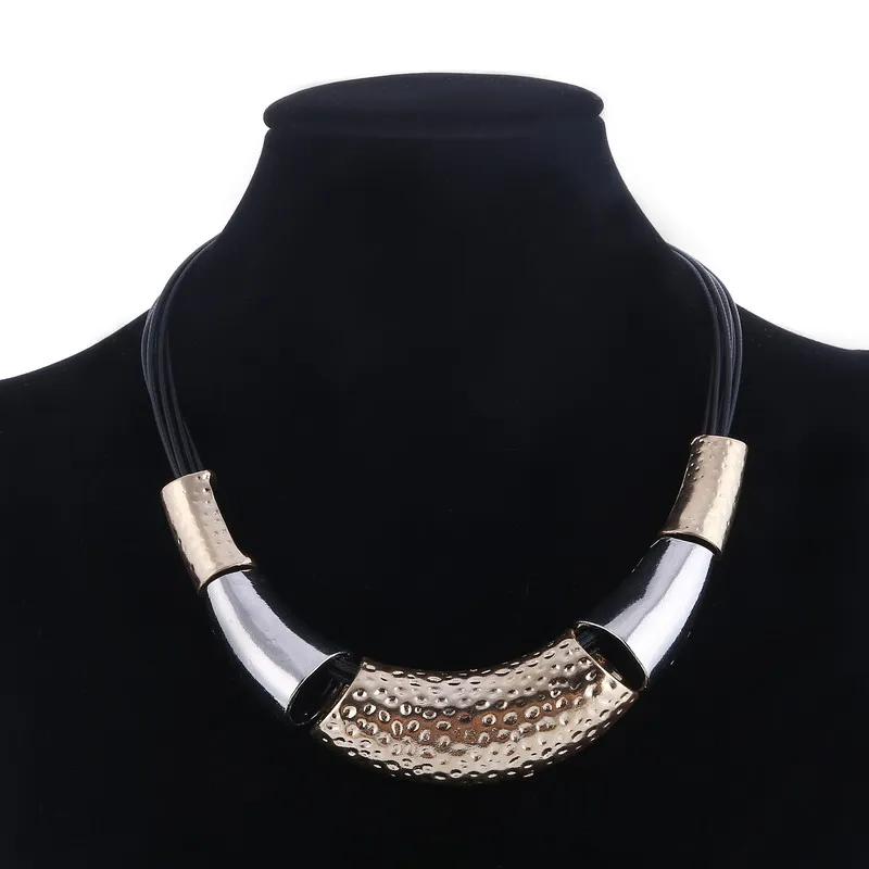 

Vintage Alloy Leather Statement Necklaces New Bijoux Multi Layers Leather Women Necklaces & Pendants Choker Collar Maxi Necklace