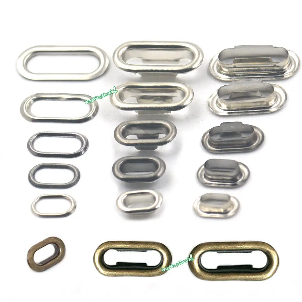 Solid brass oval shaped eyelets grommets with washers colour plated 