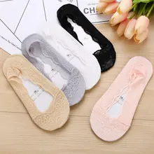 Модные женские хлопковые кружевные нескользящие носки с невидимой подкладкой, эластичные удобные женские короткие носки на лето и весну